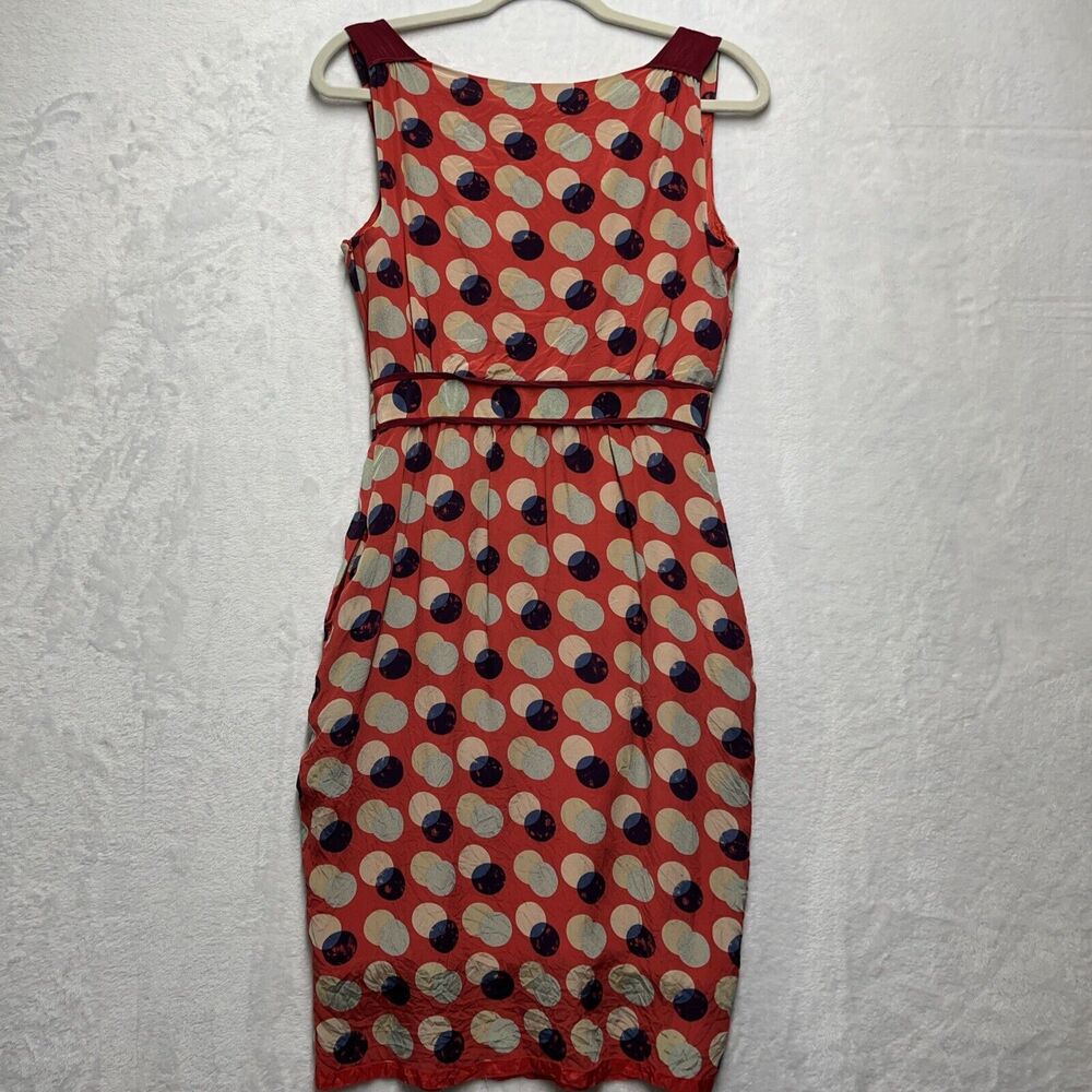 Anthropologie Moulinette Soeurs Dress Womens Sz 2 100% Silk Polka Dot Drape Neck - Picture 9 of 10